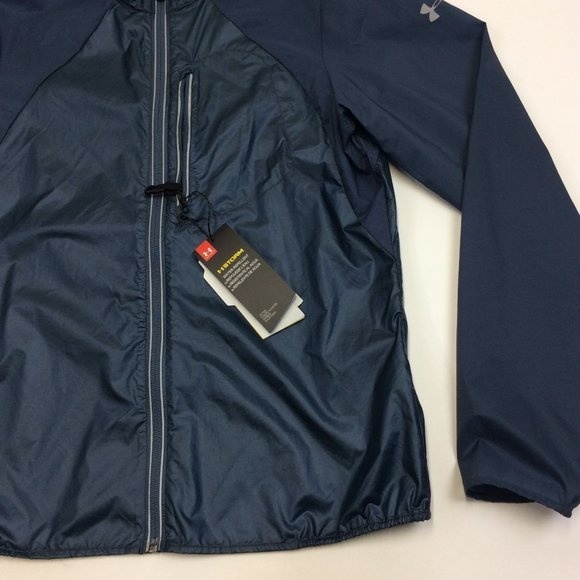 Under Armour Women's Small Outdoor Impasse Wind Jacket 1350958 Blue Black - Picture 3 of 11